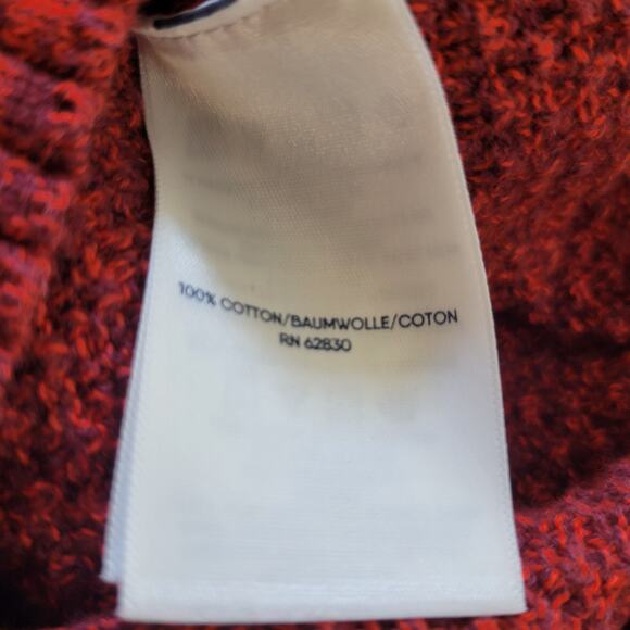 Lands' End 100% Cotton Red Knit LS V Neck Sweater Women's Plus 1X 16W-18W - Picture 12 of 12